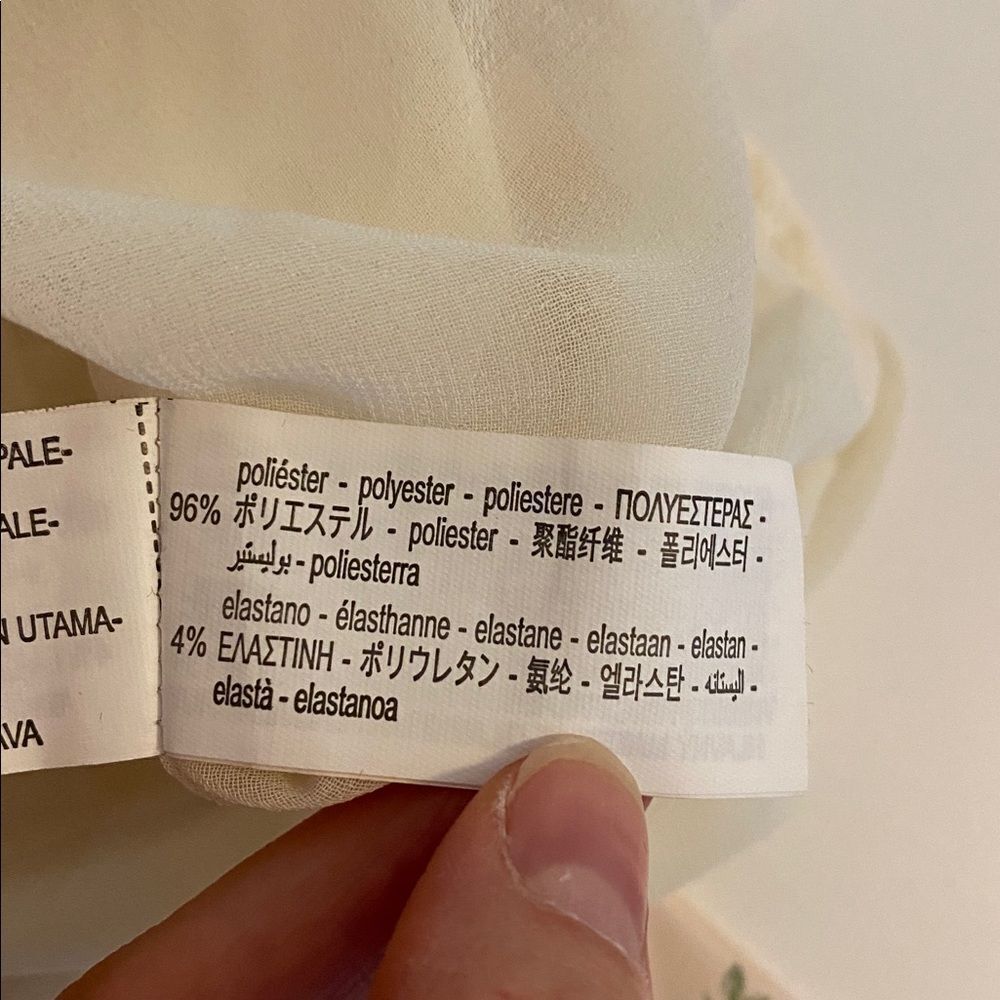 Zara Cream Floral Satin Effect Mini Dress with Back Tie Size XS - Picture 11 of 14